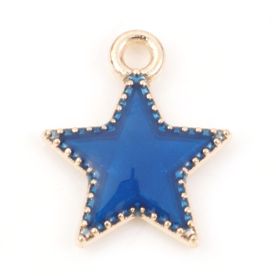Підвіска Finding Кулон зірка Золотистий синя емаль 15 мм x 12 мм