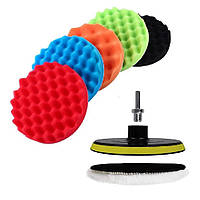 Набір насадок на дриль для полірування авто 10 см та шліфувальний диск 6 шт