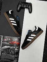 Чоловічі шкіряні кеди Adidas Originals Samba чорно-білі повсякденні кросівки з натуральної шкіри адідас