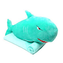 Плед-подушка іграшка 3в1 акула (28138) бірюзова (75 см)