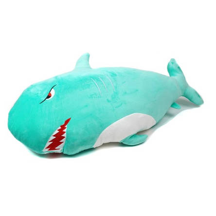 Плед-подушка іграшка 3в1 акула (28138) бірюзова (75 см), фото 2