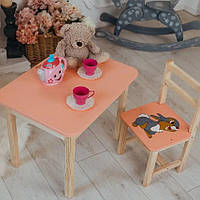 Дитячий столик з шухлядою і стільчик помаранчевий