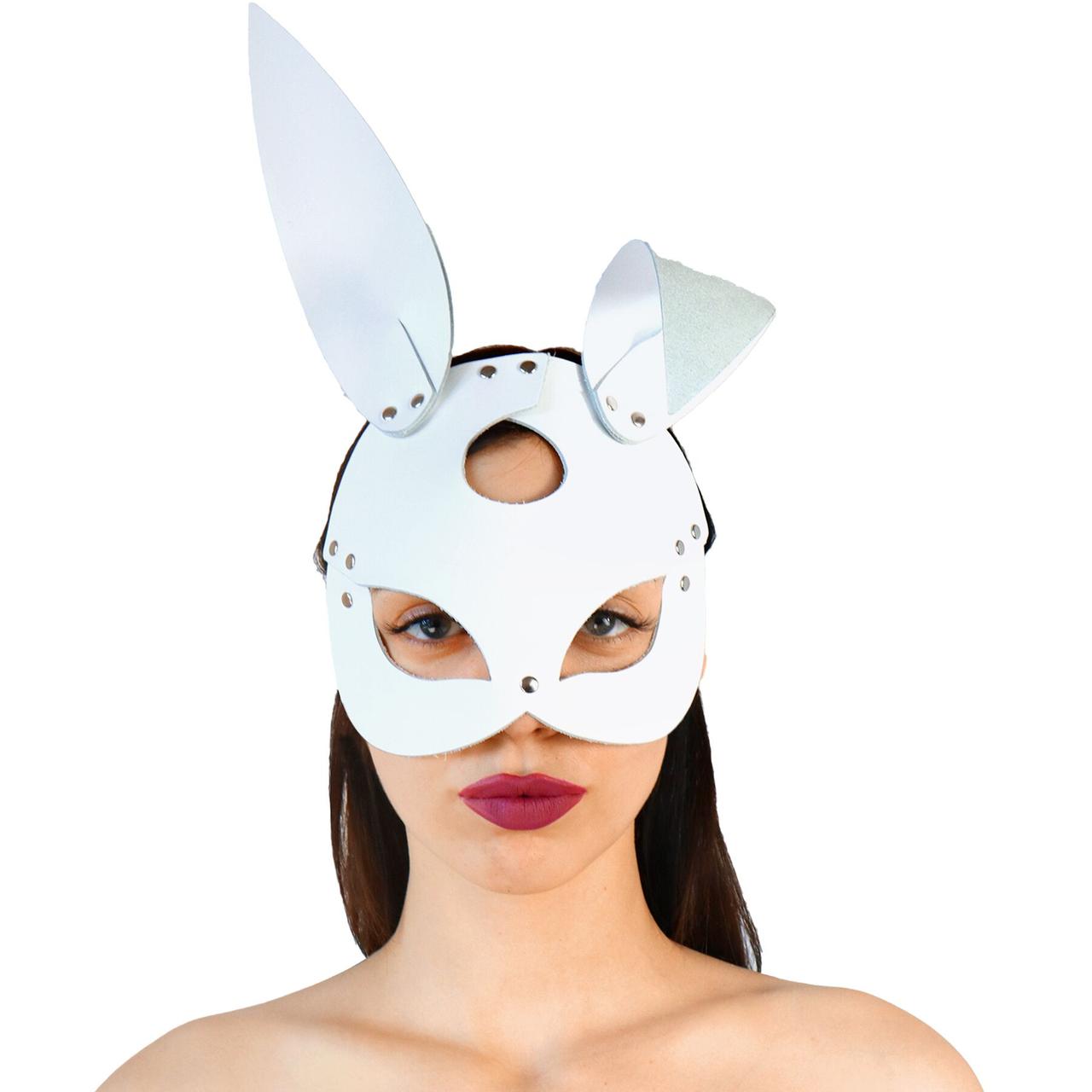 Шкіряна маска Зайчики Art of Sex — Bunny mask, колір Білий, фото 1