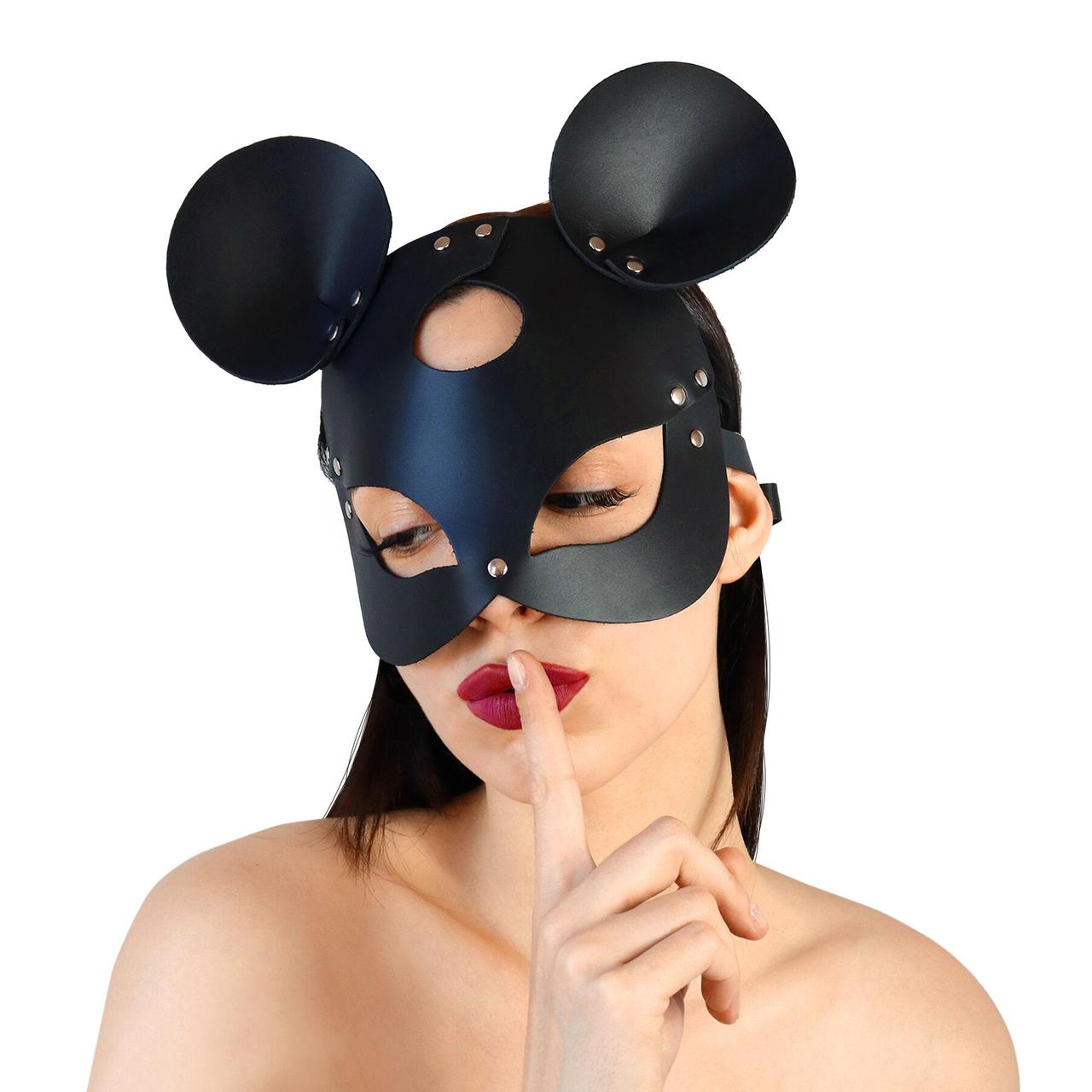 Шкіряна маска зайчики Art of Sex — Mouse Mask, колір Чорний, фото 1
