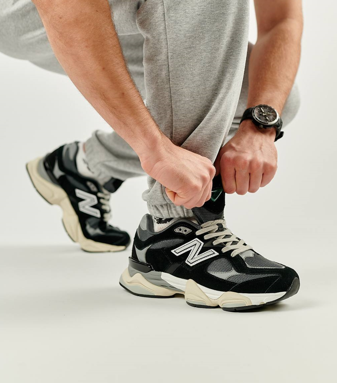 Мужские кроссовки New Balance 9060 Black Silver Нью Баланс замшевые ...
