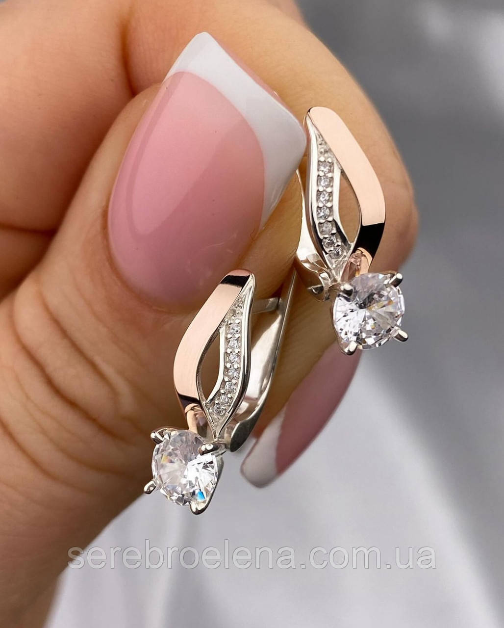 Срібні сережки з золотими напайками 0281.10, фото 1