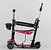 Триколісний самокат дитячий колеса світяться кошик сидіння батьківська ручка бортик Scooter, фото 3