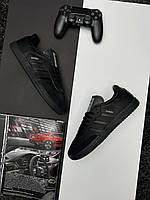 Кросівки чоловічі шкіряні Adidas Originals Samba All Black чорні повсякденні кеди з натуральної шкіри адідас