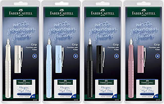 Ручка перова Faber-Castell GRIP 2010 Harmony (перо М ) + сині картриджі, 4 різних кольорів корпусу, 202034