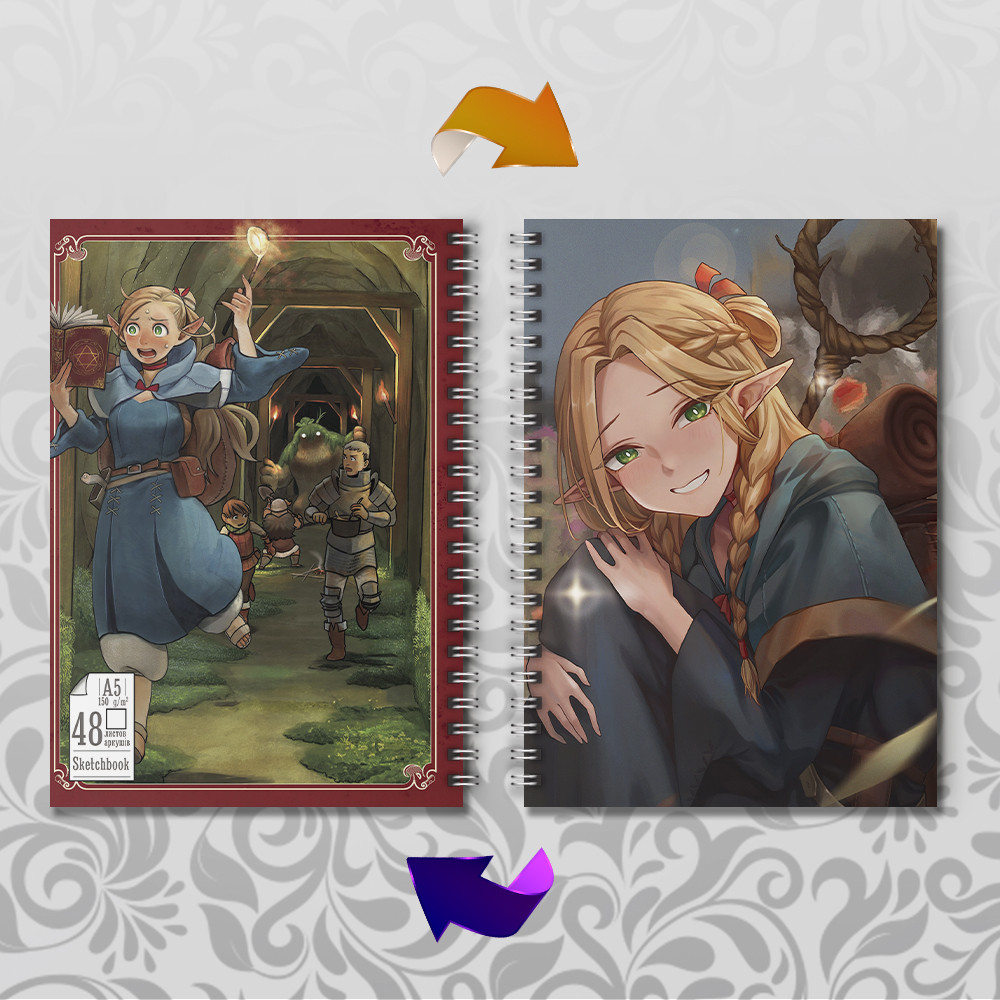 Скетчбук А5 48 арк. 150 гр.м² Delicious in Dungeon / Підземелля смакоти