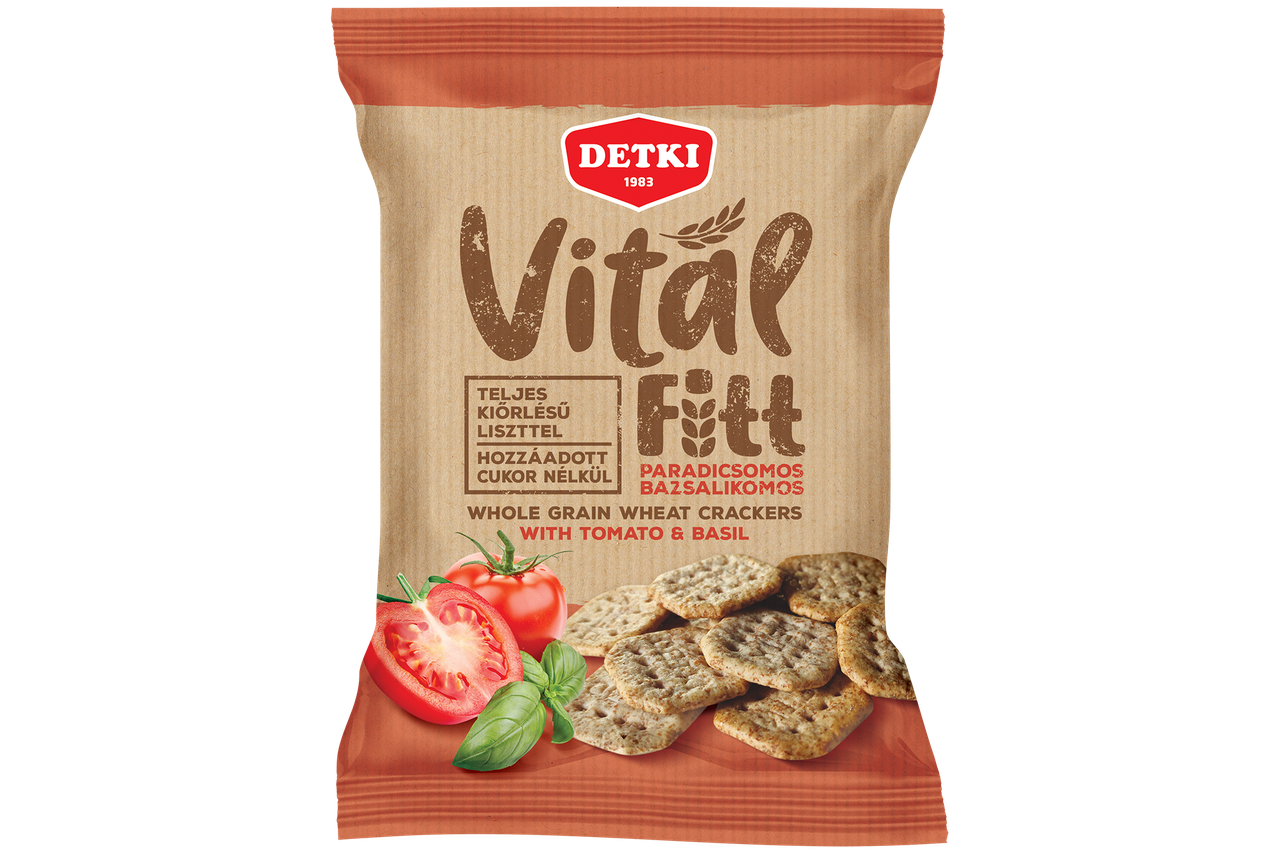 Крекери VITAL Fitt з помідорами та базиліком 100 г Detki, фото 1