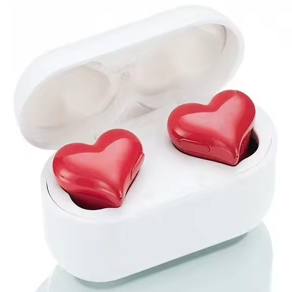 Безпровідні навушники у формі серця з мікрофоном в кейсі Heart-02 Червоний, фото 1