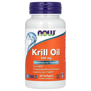 Олія Криля 500 мг Now Foods Krill Oil підтримка серцево-судинної системи 60 капсул