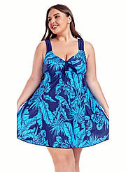 Купальник плаття великих розмірів  Marina синій з принтом блакитний