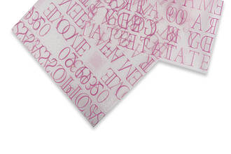 Пакувальний папір, прозорий із рожевими написами, 57*57