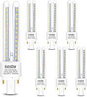 Упаковка из 5 ламп LED PLC трубы 2U, 12 Вт, теплый белый 3000 K, белый