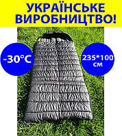 Универсальный спальный мешок на флисе 235*100 см до -30 градусов, спальник олива хаки для военнослужащих