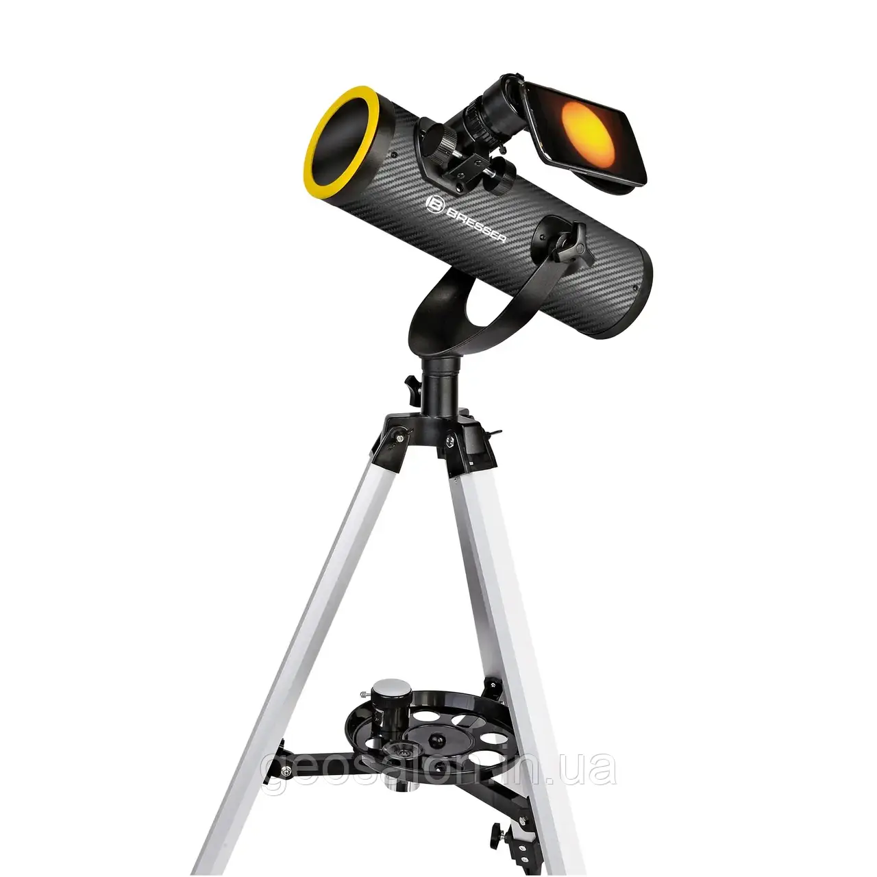 Телескоп Bresser Solarix 76/350 AZ Carbon з сонячним фільтром і адаптером для смартфона