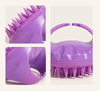 Силіконовий масажер для голови рожевий колір. Шабер для миття голови. Масажна щітка для шкіри голови, фото 8