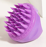Силіконова щітка для миття волосся колір двох фіолетовий. Масажер щітки для голови. Щітка-шабер, фото 6
