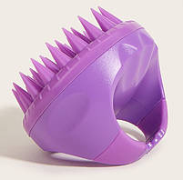 Масажна щітка для шкіри голови, колір чорний. Силіконовий масажер для голови. Шабер для миття голови, фото 9