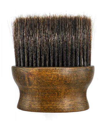 Щітка-змітка волосся з шиї після стрижки Barber-5 для перукаря барбера овал дерев'яна ручка натуральна щетина  12х13.5 см