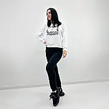 Весняний спортивний костюм білий світшот і чорні штани з кишеням, фото 2
