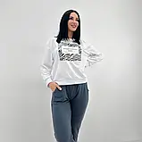 Весняний спортивний костюм білий світшот і чорні штани з кишеням, фото 5