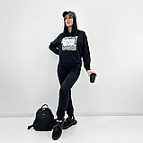 Весняний спортивний костюм білий світшот і чорні штани з кишеням, фото 8