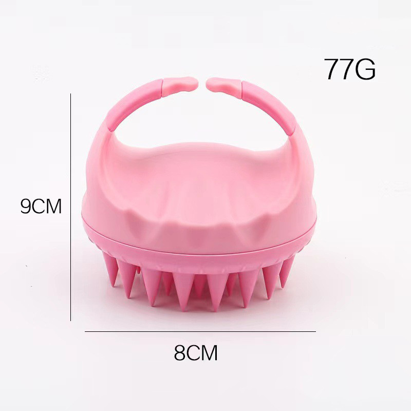 Силіконовий масажер для голови рожевий колір. Шабер для миття голови. Масажна щітка для шкіри голови, фото 1