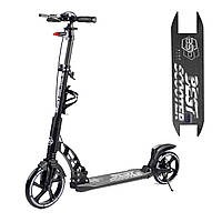 Двоколісний самокат Best Scooter 24215-B складаний з фарою і ручним торомзом чорний