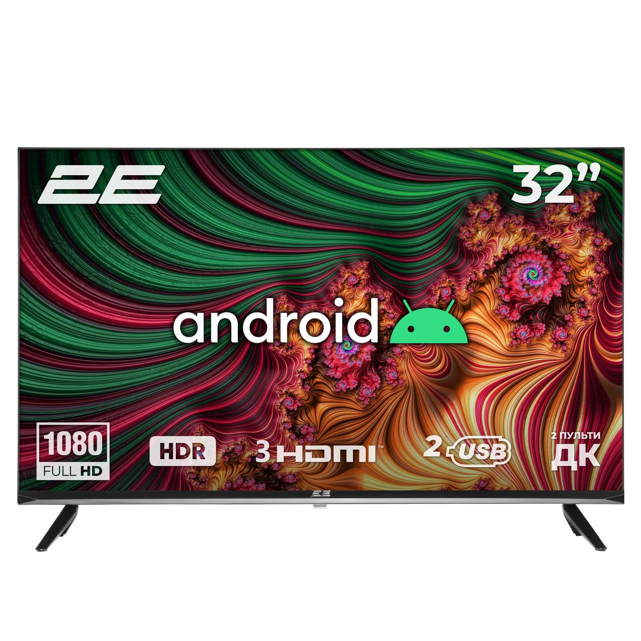 Full HD Телевізор 32" дюйма Smart TV 2E LED FHD Андроїд Wi-Fi Чорний Гарантія 2 роки