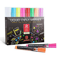 Набір крейдяні маркери для грифельної дошки Mobee 8 кольорів, маркери для малювання на водній основі