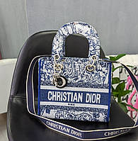 Сумка жіноча Christian Діор Lady синій тигр текстиль на двох коротких ручках Dior люкс якість