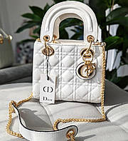 Сумка жіноча Christian Діор Lady міні білий на двох коротких ручках Dior люкс якість