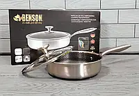 Сковорода глибока з неіржавкої сталі 28 см Benson BN-588 / Сковорода Сотейник/Скородка професійна