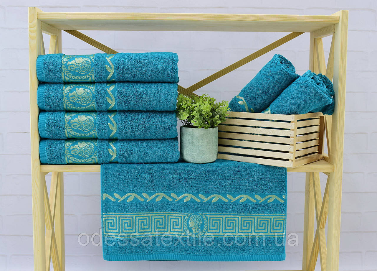 Рушник махровий для обличчя та рук Parisa Home "Греція" (бірюза) 50х100см.