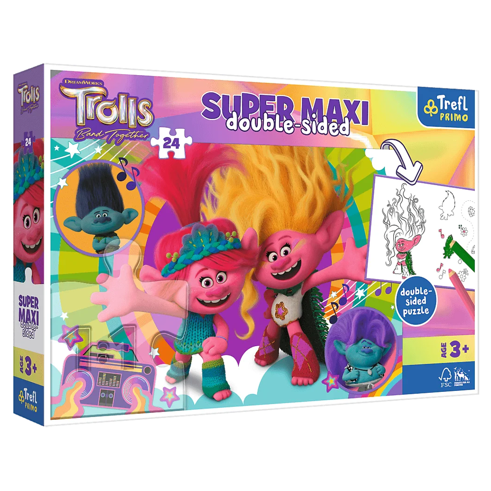 Пазл "Музика тролів. Тролі" + розмальовка (24 елемента SUPER МАХІ) Trefl (5900511410174)