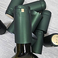 Термоусадочные колпачки на бутылку зеленые - набор 10 штук (29 мм х 60 мм)