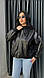 Шкіряна жіноча куртка весняна бомпер на блискавці еко шкіра на замші Розміри 52-56,58-62 (#467), фото 3