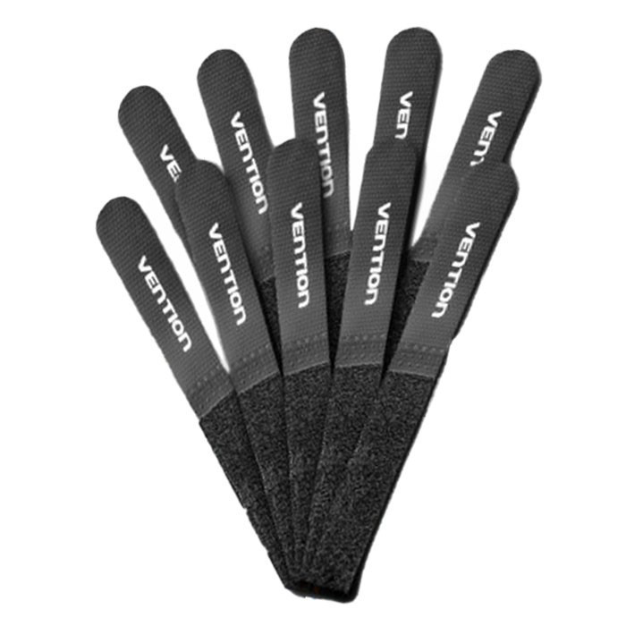 Липучка органайзер стяжка хомут для кабелю Vention Hook & Loop Cable Tie (10шт, 120х12мм). Black