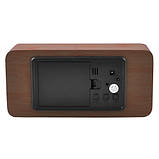 Годинник мережевий VST 862S-6, температура та вологість, темне дерево з білою підсвіткою (USB), фото 2