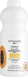 Шампунь для волосся з папаєю, маракуєю та манго 2в1 Byphasse Family Shampoo 750 мл ( оригінал Іспанія)