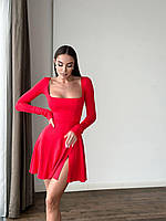 Стильное женское платье мини с разрезом ткань: вискоза Мод 9098