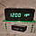 Електронний годинник VST-889-4 з бездротовою зарядкою для телефону будильник Чорний з зеленим підсвічуванням, фото 4