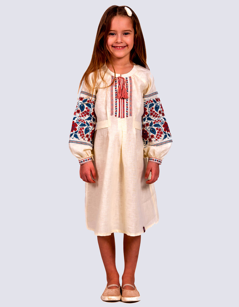 Дитяча сукня з натурального льону молочного кольору