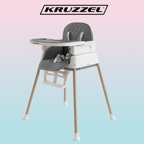Детский стульчик для кормления 6в1 - Kruzzel серый 22014 PLShoper - фото 3 - id-p2139874569