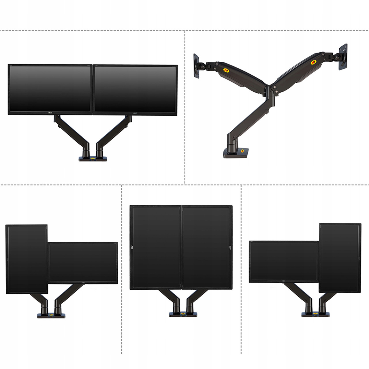 Кронштейн настольный для двух мониторов 22' - 32' NB F195A - 2 варианта крепления к столу PLShoper - фото 6 - id-p2139886259