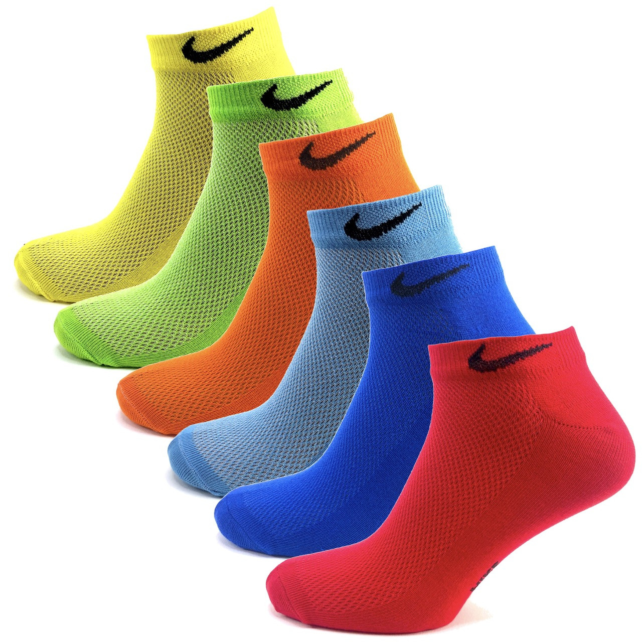 Набір чоловічі різнокольорові шкарпетки Nike Stay Cool 6 пар 41-45 короткі спортивні носочки найк Premium