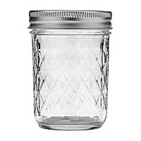 Банка Ball Mason Jar Made in USA 8oz (236мл) з кришкою, прозора кристальна текстура